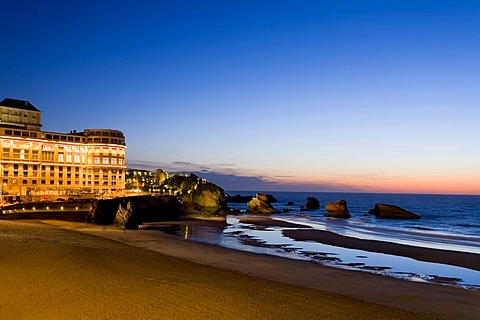 Bellevue Hotel on the Grande Plage Beach, Biarritz, Basque country, Southern France, France, Europe