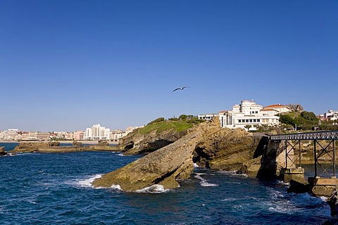 Rocky coast, Biarritz, Basque country, Southern France, France, Europe