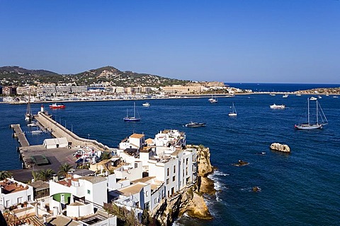 View of the fisherÂ¥s district Sa Penya, Ibiza, Balearic Islands, Spain, Europe