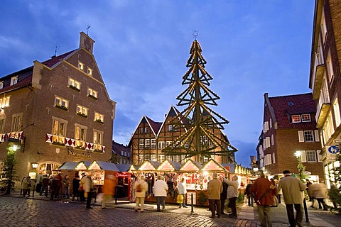 Christmas market at Kiepenkerl, Spiekerhof, Muenster, North Rhine-Westphalia, Germany, Europe