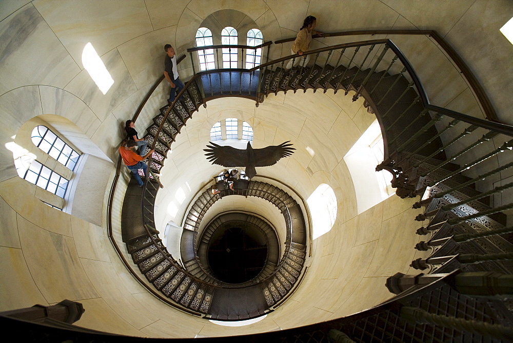 Spiral staircase in the Granitz Hunting Lodge, Lancken-Granitz, Ruegen, Mecklenburg-Western Pomerania, Germany, Europe