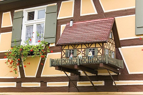 A little scale model of a house, Dinkelsbuehl, Bavaria, Germany