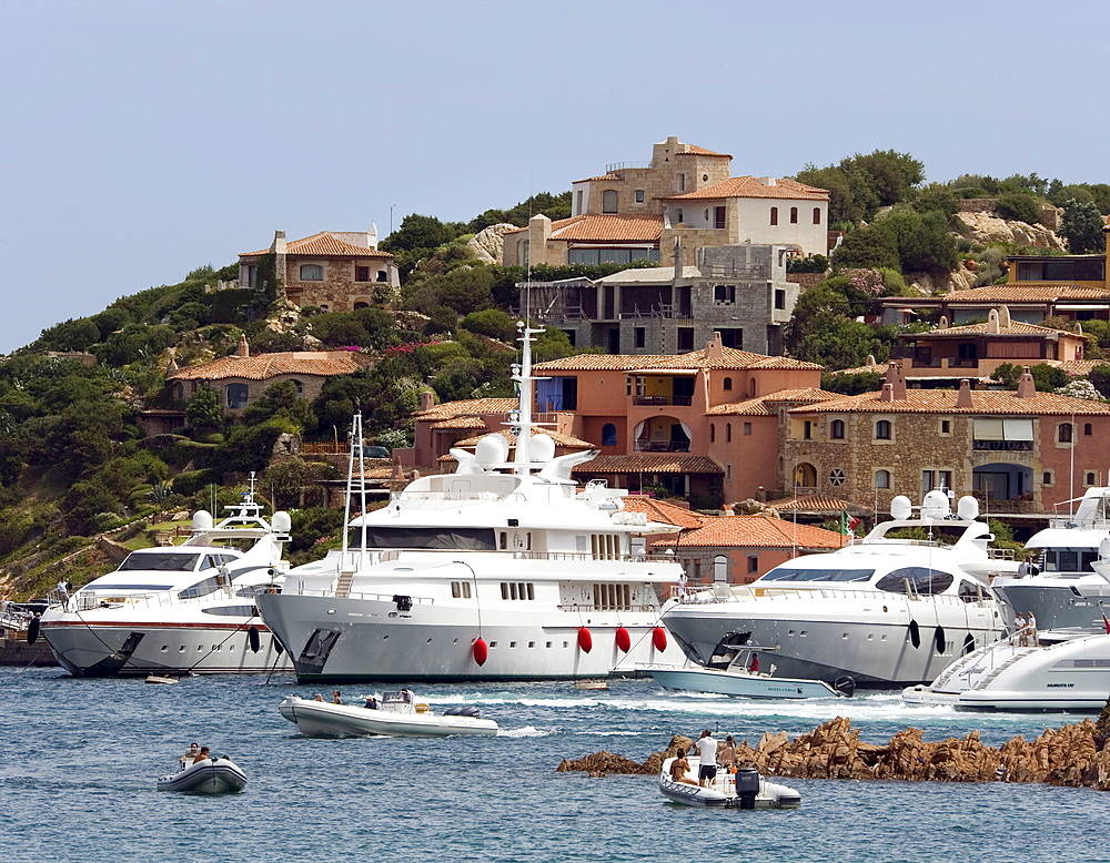 Big ocean-going yachts in the port of Porto Cervo, Sardinia, Italy