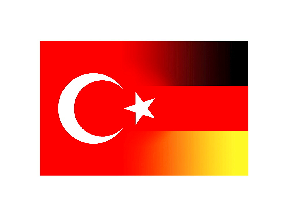 Symbolic image of the German and Turkish flags fusing