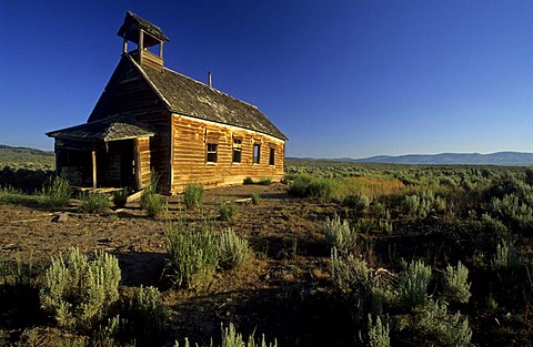 Historic school house of Silvies, Ponderosa Ranch, Oregon, USA