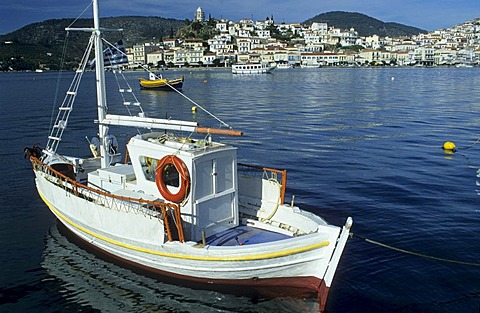 Fishingboats in the harbour of Poros, saronian islands Greece