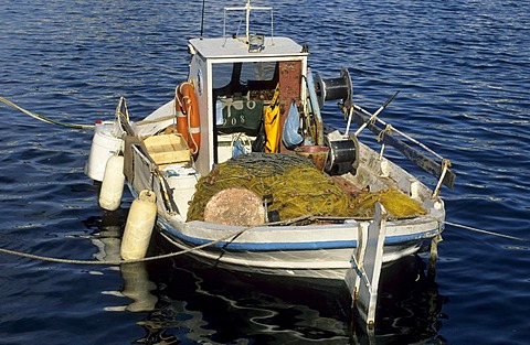 Classical greek fishing boat, Kaiki, Poros island, saronian islands, Greece