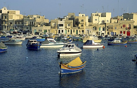 Boats in the harbour of Marsaxlokk, Malta island