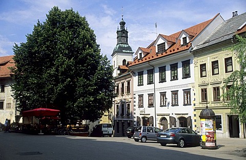 Square in the historic center of Skofja Loka, Gorenjska region, Slovenia