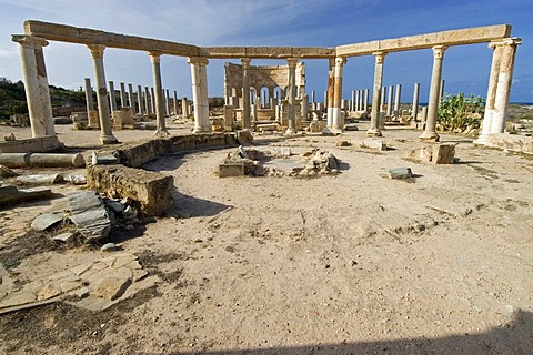 Roman market square at Leptis Magna, World heritage Site, Libya