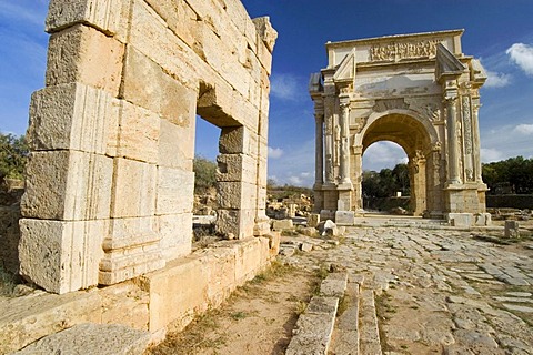 Triumph arch of Septimus Severus Leptis Magna, Libya, Unesco world heritage site