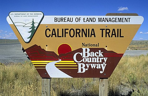 Road sign of the historic California Trail Back Country Byway, Nevada, USA