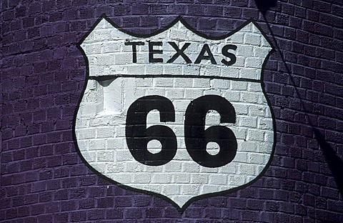 Sign of the historic route 66 in Amarillo, Texas, USA