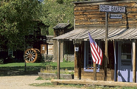 Historic building with shop in Nevada City, Montana, USA