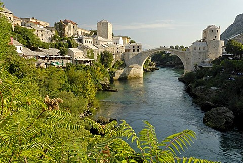 Historic Old Town of Mostar at Neretva river, Unesco World Heritage Site, Bosnia and Herzegovina