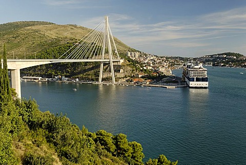 Cruise ship in the harbor of Dubrovnik (Ragusa), Dalmatia, Croatia