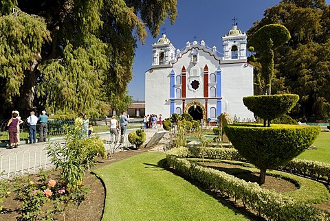 Church at the Arbol de Tule, tree of Tule, Santa Maria del Tule, Oaxaca, Mexico