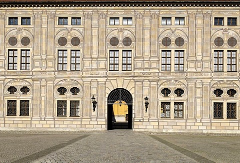 Painted fassade in the Residenz, Munich, Bavaria, Germany