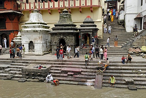 Cremation place, Ghats, of Pashupatinath at the holy Bagmati river, Kathmandu, Nepal