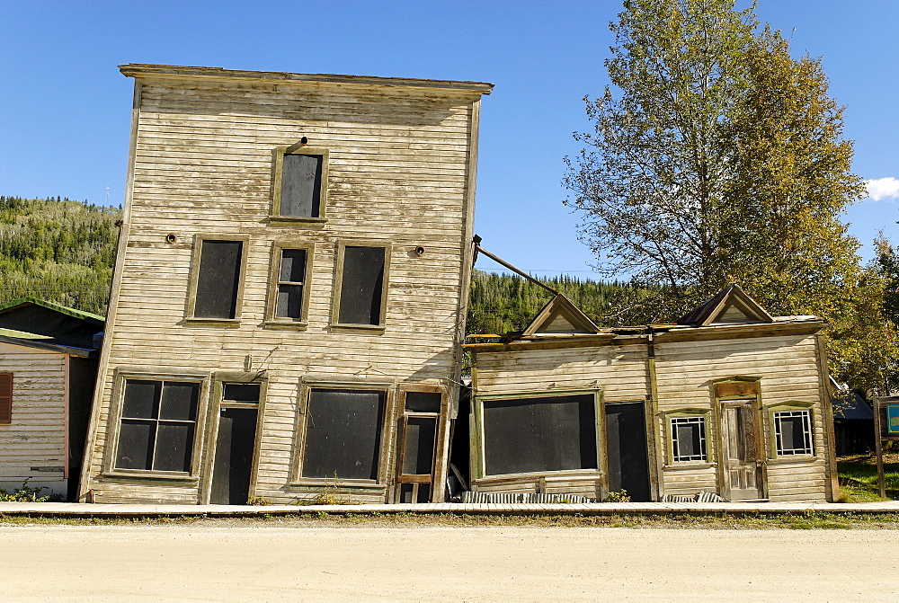 House destroyed by permafrost, Dawson City, Yukon Territory, Canada