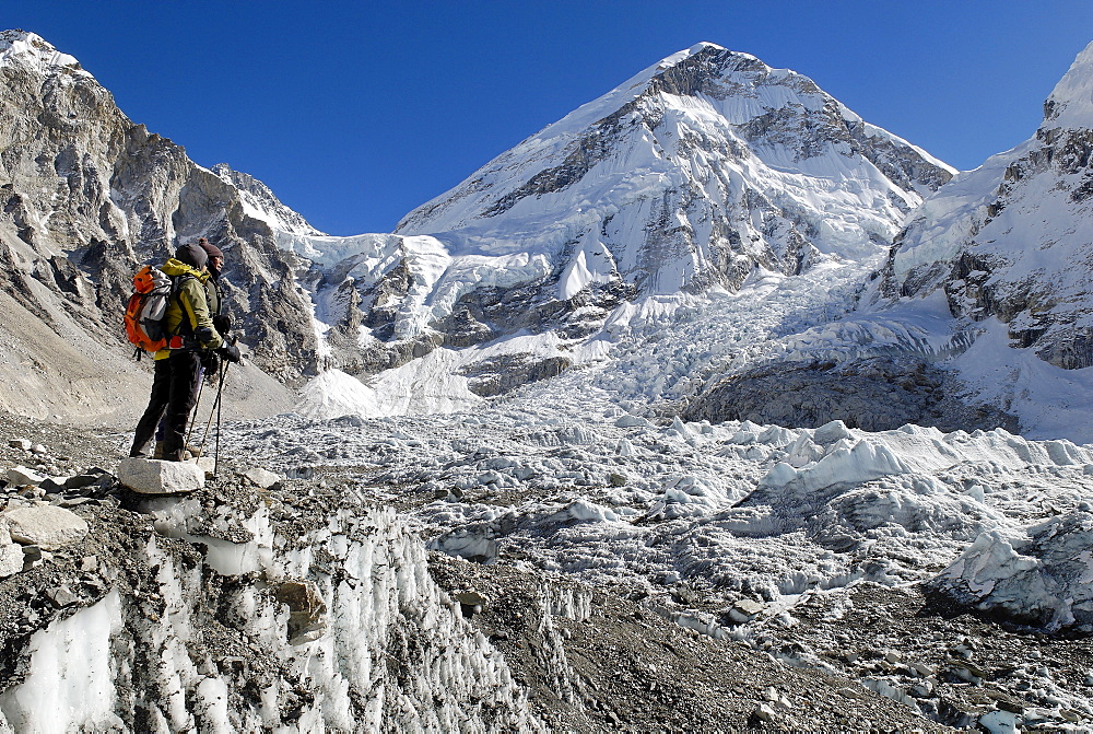 View from Everest Base Camp over Khumbu Gletscher towards Khumbu Icefall, Khumbu Himal, Sagarmatha National Park, Nepal