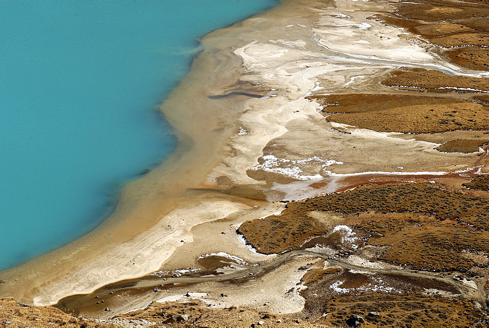 Holy lake Dudh Pokhari at Gokyo, Khumbu Himal, Sagarmatha Nationalpark, Nepal