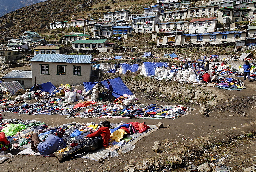 Tibetan market at Namche Bazar, Sagarmatha National Park, Khumbu, Nepal