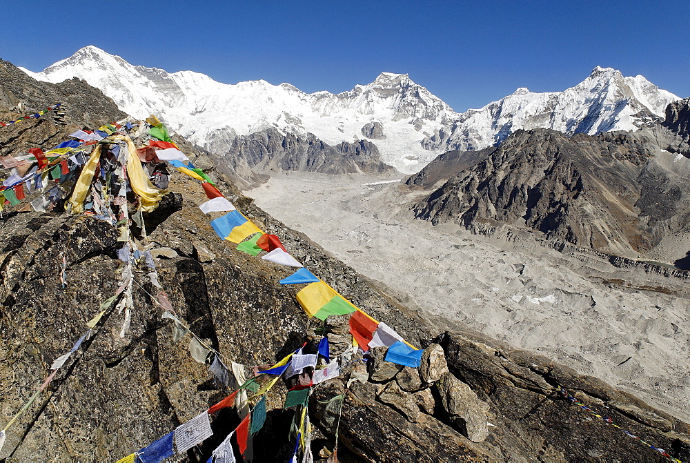 View from Gokyo Ri (5360) towards Cho Oyu (8201) and Mahalangur Himal, Sagarmatha National Park, Khumbu Himal, Nepal