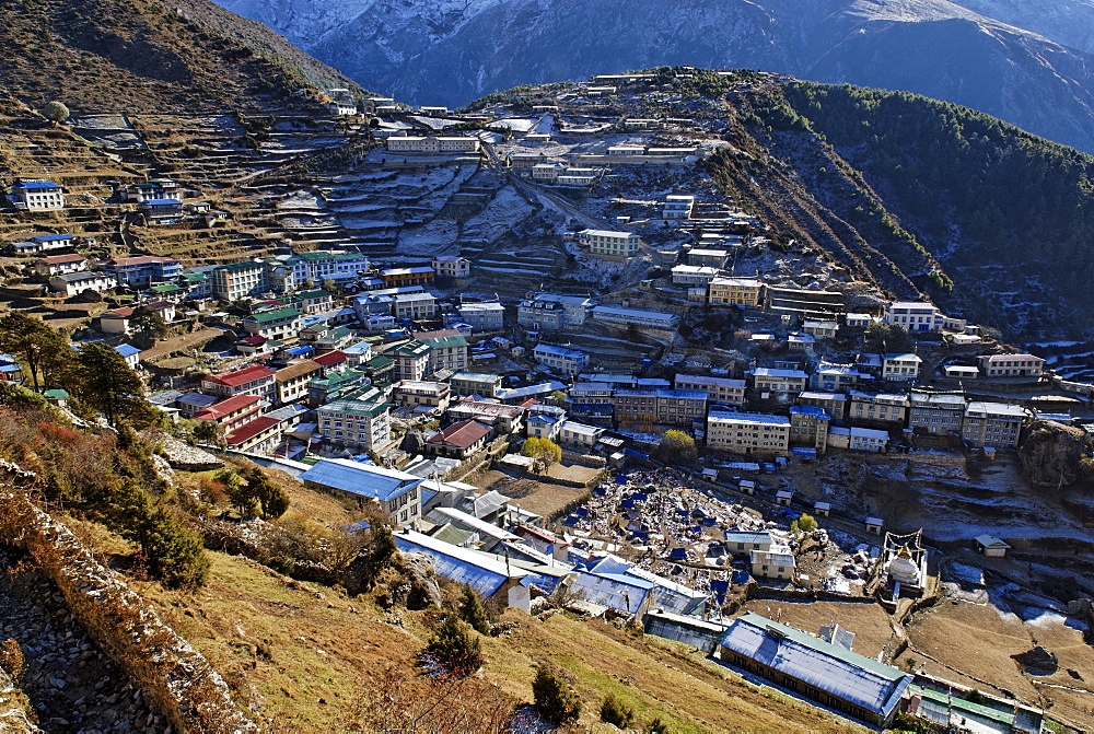 View over Namche Bazar, Sagarmatha National Park, Khumbu, Nepal