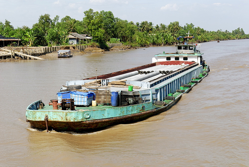 Ships and boats on the Mekong river, Vietnam