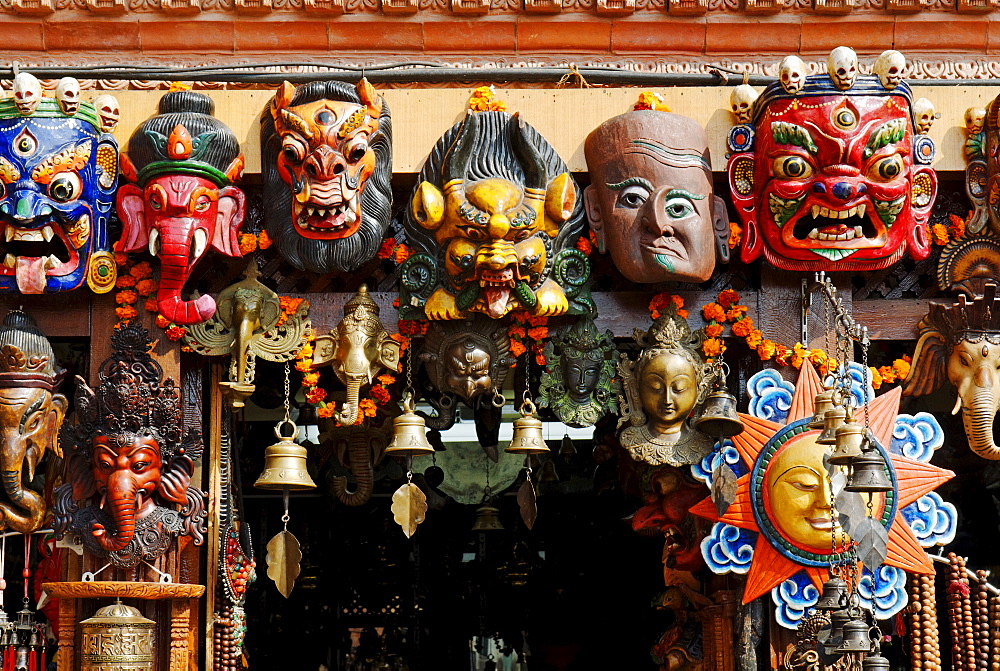 Shop with nepalese souvenirs, Swayambhunat Temple, Kathmandu, Nepal