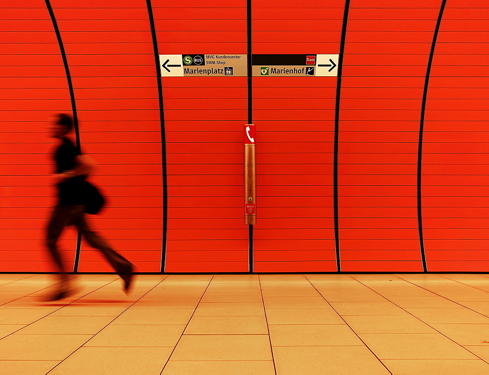 Person rushing, Munich, Upper Bavaria, Germany, Europe