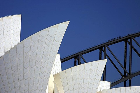 Details of the opera and the Harbour Bridge, Sydney, New South Wales , Australia