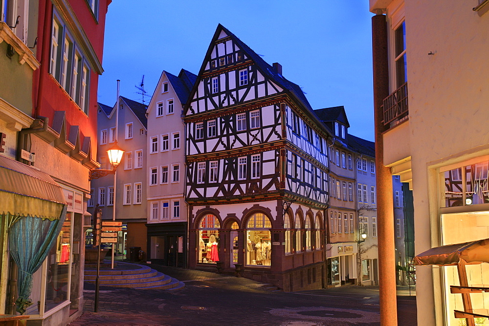 Half-timbered house, Eisenmarkt in the historic centre of Wetzlar, Hesse, Germany