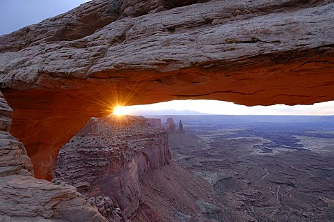 Sunset at Mesa Arch, Moab. Canyonlands National Park, Utah, USA