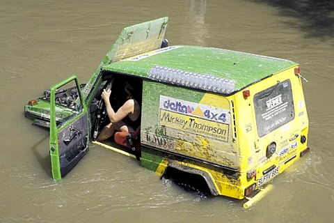 Mercedes G offroad car in water breakdown