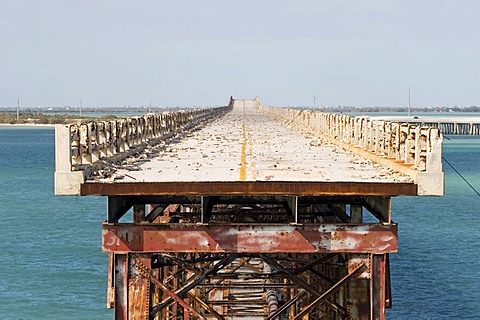 USA, Florida, Bahia Honda Bridge, old and destruct railway bridge at the Florida Keys