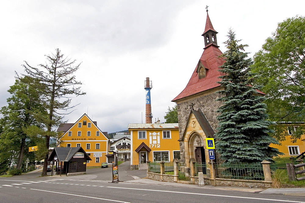 Chapel of the holy Elisabeth, 1902, and glass factory Novosad, Harrachov, Czechia