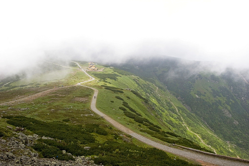 Hiking trail, Snezka, 1602 m, Giant Mountains, Czechia