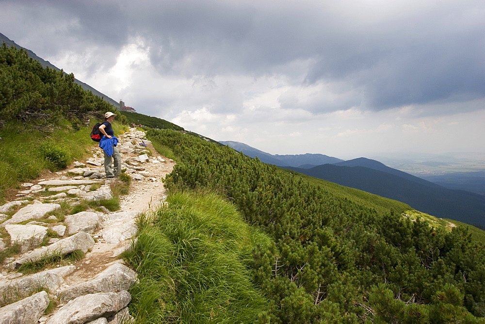 Hiker near Skalnate pleso station, Slovakia