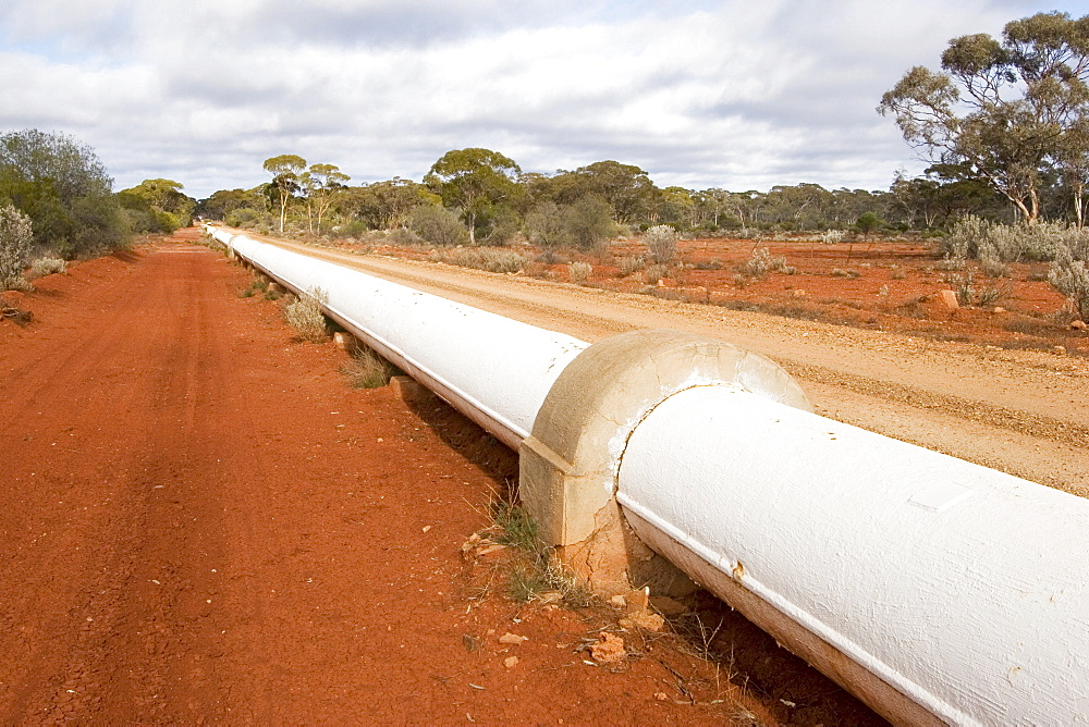 Water pipeline between Coolgardie and Kalgoorlie, Western Australia, WA, Australia