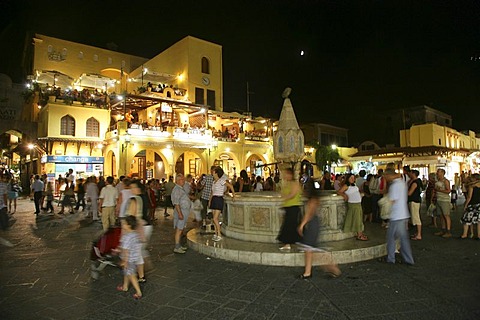 Old town of Rhodes by night, Greece, europe