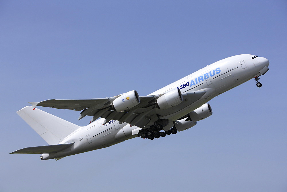 Airbus A380 taking off, ILA 2008, Schoenefeld Airport, Berlin, Germany, Europe