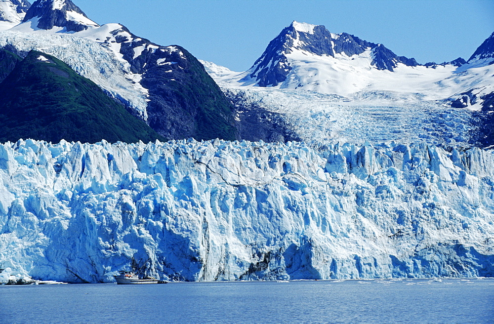 Meares Glacier flowing into the sea, Prince William Sound, Alaska, USA