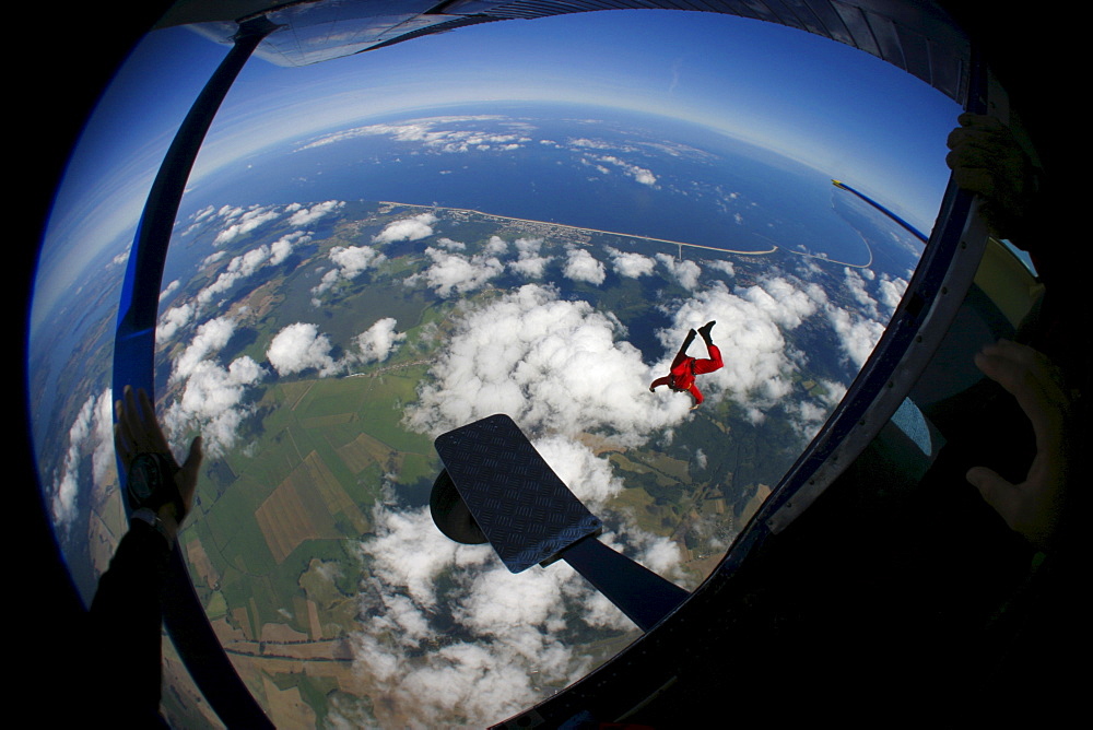 Parachutist leaving the aircraft