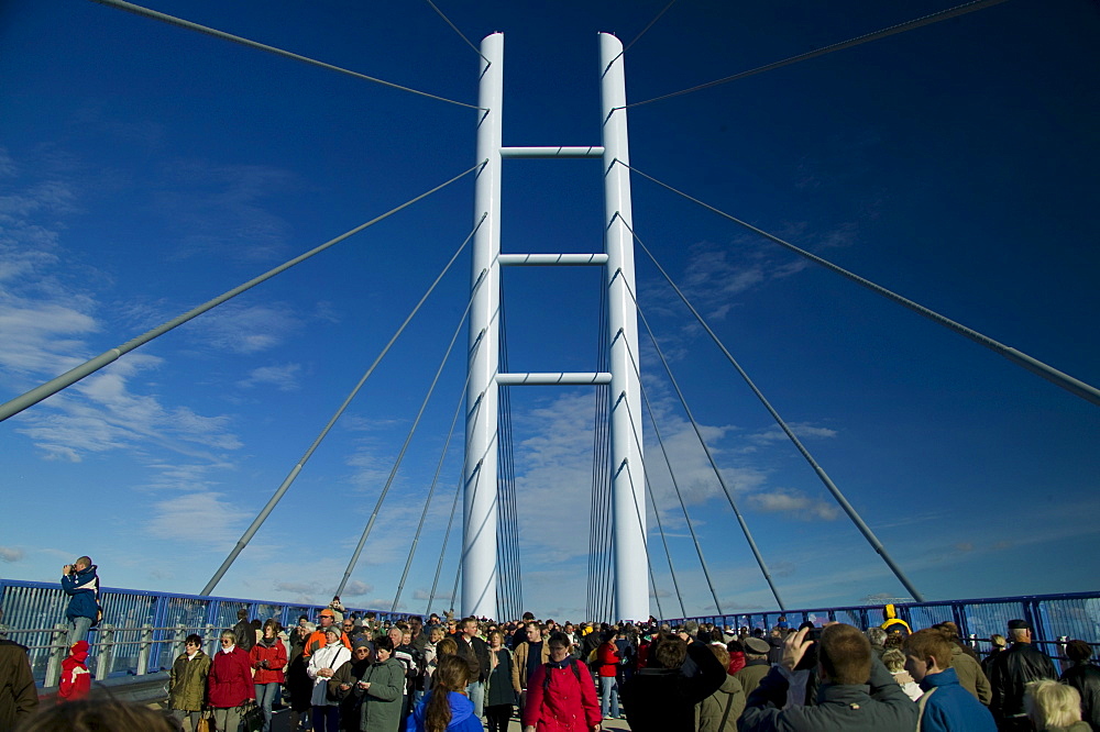 The new Ruegenbruecke (Ruegen bridge), connecting Stralsund and the island of Ruegen, Mecklenburg-Western Pomerania, Germany