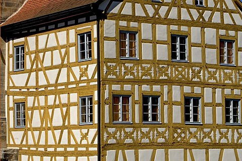 Old Townhall framework-facade ( half-timbered construction ), Bamberg, Frankonia, Bavaria, Germany