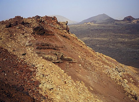 Landscape, volcanic landscape, Montanas del Fuego, Parque Nacional de Timanfaya, Lanzarote, Canary Islands, Spain, Europe