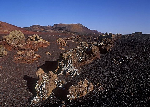 Landscape, volcanic landscape, Montanas del Fuego, Parque Nacional de Timanfaya, Lanzarote, Canary Islands, Spain, Europe