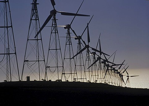 Wind energy, wind power station Lanzarote, Canary Islands, Spain, Europe